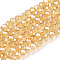 Electroplate Glass Beads Strands, Pearl Luster Plated, Faceted, Rondelle, Moccasin, 8x6mm, Hole: 1mm, about 63~65pcs/strand, 39~40cm