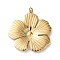 316 Surgical Stainless Steel Pendants, Ion Plating(IP), Flower Charm, with Jump Ring, Real 18K Gold Plated, 30x29.5x2.5mm, Hole: 2.6mm