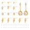 24Pcs 4 Styles Brass Cubic Zirconia Stud Earring Findings, with Loop, 200Pcs Plastic Ear Nuts, Real 18K Gold Plated, 4~14.5x3~7.5mm, Hole: 0.8~1.2mm, Pin: 0.5~0.8mm, 6pcs/style