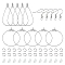 75Pcs 5 Styles 304 Stainless Steel Wire Pendants, Hoop Earring Findings, Teardrop with Open Jump Rings and Plastic Ear Nut, Stainless Steel Color, 4~40x4~37mm, Hole: 0.8~1mm, 15pcs/style