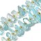 Electroplated Natural Quartz Crystal Beads Strands, Faceted, Nuggets Stick, with Seed Beads, Pale Turquoise, 11~25x3~9x4~10mm, Hole: 1~1.2mm, about 19~26pcs/strand, 7.09~7.48''(18~19cm)