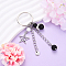 Glass Pearl & Alloy Keychian, with Iron Findings, Angel, Black, 100mm