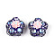 Flower Shape Polymer Clay Rhinestone Beads, with Resin & ABS Plastic Pearl, for Beadable Pens, Keychains, Jewelry and Crafts, Indigo, 25.5x26.5x18.5mm, Hole: 1.8mm
