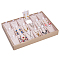 1Pc Wooden Necklace and Pendant Display Trays, Covered with PU Leather and Iron Accessories, Rectangle, Bisque, 25x18x3.2cm