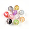 Two Tone Transparent Resin Beads, Round, with Glitter Powder & Gold Foil, Mixed Color, 12mm, Hole: 2mm