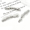 Alloy Connector Charms, Platinum, Textured Bar, 37x6mm