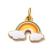 304 Stainless Steel Enamel Pendants, Ion Plating(IP), Rainbow & Cloud Charm, Real 14K Gold Plated, Colorful, 14.5x19x1.5mm, Hole: 5x3.7mm
