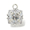 Brass Rhinestone Pendants, Cadmium Free & Lead Free, Polygon, Silver, 10x8x9mm, Hole: 1.5mm