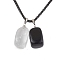 304 Stainless Steel Box Chains, Natural Dyed & Heated Black Agate and Quartz Crystal Pendant Necklaces, Black, 20.24 inch(51.4cm)