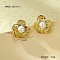 304 Stainless Steel Stud Earrings, with Plastic Pearl, Golden, Flower, 15x13.4mm