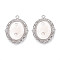 Non-Tarnish 304 Stainless Steel Pendant Cabochon Settings, Oval, Stainless Steel Color, Tray: 18~18.5x25~25.5mm, 39~40x29.5~30.5x1.5mm, Hole: 2.2mm