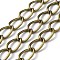 Oxidation Aluminum Curb Chains, Unwelded, with Spool, Antique Bronze, 15x9.5x2mm, about 114.83 Feet(35m)/Roll