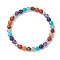 Chakra Natural Mixed Gemstone Beads Stretch Bracelets for Women, Round, Stainless Steel Color, Bead: 6~7mm, Inner Diameter: 2-1/4 inch(5.7cm)