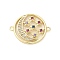 Brass Micro Pave Colorful Cubic Zirconia Connector Charms, Real 18K Gold Plated, Moon, 22.5x17.5x2.5mm, Hole: 1.2mm