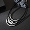 Rectangle Alloy with Waxed Cord 3 Layered Necklaces for Women, Black, Silver, 17.72 inch(45cm)