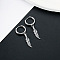 304 Stainless Steel Hoop Earrings, Stainless Steel Color, Feather, 45mm