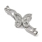 Brass Micro Pave Clear Cubic Zirconia Fold Over Clasps, Butterfly, Platinum, 21x43x6.5mm