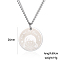 304 Stainless Steel Female Flat Round Pendant Cartoon Couple Twisted Chain Necklaces, Fashionable Accessory for Festive Gift, Silver, 27.17 inch(69cm)