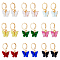 9 Pairs 9 Colors Butterfly Acrylic Dangle Leverback Earrings, Golden Alloy Earrings for Women, Mixed Color, 25x14mm, 1 pair/color