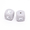 Silicone Beads, Cube with Letter.K, Gray, 12x12x12mm, Hole: 2mm