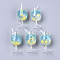 Acrylic Goblet Pendants, Imitaion Fruit Juice Charms, with Epoxy Resin and Polymer Clay inside, Platinum Tone Iron Eye Pins, Sky Blue, 45~46x21mm, Hole: 2mm