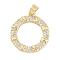 Rack Plating Brass Pendants, Round Charms, with Cubic Zirconia, Long-Lasting Plated, Lead Free & Cadmium Free, Real 18K Gold Plated, 19x17x2mm, Hole: 4x3mm
