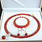 Natural Carnelian Round Beaded Necklaces & Beaded Bracelets & Dangle Earrings Sets, 18.70~19.69 inch(475~500mm)
