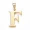304 Stainless Steel Pendants, Golden, Initial Letter.F, 28.5x19x1.5mm, Hole: 5x8mm