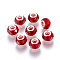 100Pcs Transparent Handmade Glass European Beads, Large Hole Beads, Silver Color Brass Core, Rondelle, Red, 14x8mm, Hole: 5mm