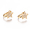 Golden Plated Brass Micro Pave Cubic Zirconia Cuff Earrings, Long-Lasting Plated, Star, Clear, 11x9x1.2~8.8mm