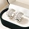 Rack Plating Brass Micro Pave Cubic Zirconia Cuff Earrings, with ABS Imitation Pearl, Long-Lasting Plated, Lead Free & Cadmium Free, Platinum, 18x17.5x12.5mm