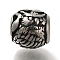 304 Stainless Steel European Beads, Large Hole Beads, Rondelle with Owl, Antique Silver, 10x9.5mm, Hole: 4mm