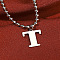 Alloy Ball Chain Pendant Anklets, Letter Charm Anklets, Platinum, Letter T, 7-7/8 inch(200mm)