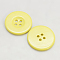 Resin Buttons, Dyed, Flat Round, Yellow, 30x3mm