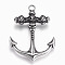 304 Stainless Steel Pendants, Anchor, Antique Silver, 44.5x33x7.5mm, Hole: 3.5mm