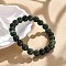 Natural Moss Agate Beads Stretch Bracelets, Round, 2 inch~2-1/8 inch(5.2~5.5cm), Beads: 8~9mm