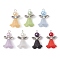 7Pcs Acrylic Pendants, with Glass Beads and Alloy Wings, Angel Flower Charms, Mixed Color, 22x13x13mm, Hole: 2x2.5mm