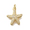 Brass Micro Pave Clear Cubic Zirconia Charms, Cadmium Free & Lead Free, Rack Plating, Long-Lasting Plated, Real 18K Gold Plated, Starfish, 17.5x15x3.5mm, Hole: 3.5mm