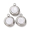 304 Stainless Steel Resin Pendants, Flat Round, 14.5x11.5x4.5mm, Hole: 2mm
