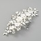 Bridal Flower Pearl Rhinestone Alloy Hair Combs, Hair Accessories for Woman, Silver, 155x72x13mm