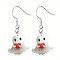 Acrylic Dangle Earrings, Platinum, Ghost, 30x31mm