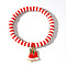 Christmas 304 Stainless Steel Enamel Charm Bracelets, Polymer Clay Heishi Beads Stretch Bracelets for Women, Red, Christmas Bell, 6.89 inch(17.5cm)