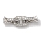 Oval Rack Plating Brass Micro Pave Clear Cubic Zirconia Fold Over Clasps, Long-lasting Plated, Lead Free & Cadmium Free, Platinum, 32mm, Hole: 1mm