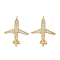 Brass Micro Pave Cubic Zirconia Pendants, Airplane Charms, Long-Lasting Plated, Cadmium Free & Lead Free, Real 18K Gold Plated, 27.5x22x4.5mm, Hole: 1.4mm