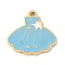 Ion Plating(IP) 304 Stainless Steel Charms, with Enamel, Real 14K Gold Plated, Dress Charm, Light Sky Blue, 10x10x0.8mm, Hole: 0.8mm