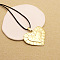 Bohemian Style Zinc Alloy Pendant Black Waxed Cord Necklaces for Women, Golden, Heart, 31.50 inch(80cm), Pendant: 67x63mm