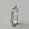 925 Sterling Silver Micro Pave Clear Cubic Zirconia Twister Clasps, with S925 Stamp, Platinum, 17x7.5x2mm