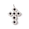 Glass Seed Beaded Cross Pendants, with 304 Stainless Steel Jump Rings Loop & Synthetic Blue Goldstone Beads, Stainless Steel Color, White, 38x27x11mm, Hole: 4.5mm