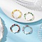 4Pcs Electroplate Mixed Color Glass Rings, Cross, with Natural Freshwater Shell, Mixed Color, Inner Diameter: 18mm