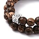 Waxed Natural Bodhi Wood Round Beads Stretch Bracelets Sets BJEW-JB07099-4